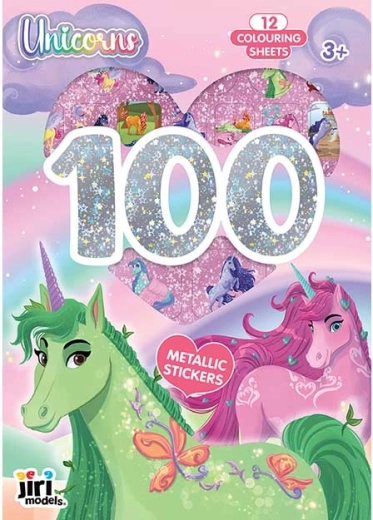 Metalické samolepky a omaľovánky – jednorožce (100+ ks)