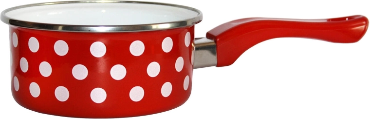 Smaltovaný rajnák s rukoväťou 12 cm 0,5 l Bodka červený