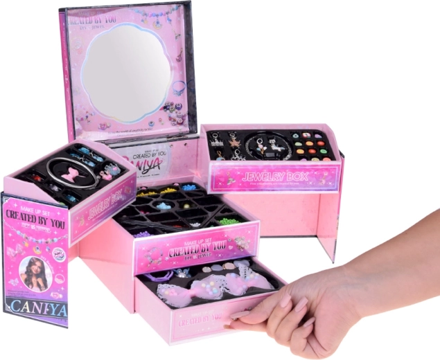 Prehľadná rozkladacia šperkovnica so zrkadielkom