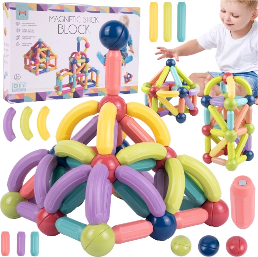 Magnetická stavebnica paličky a trubičky 120 dielikov