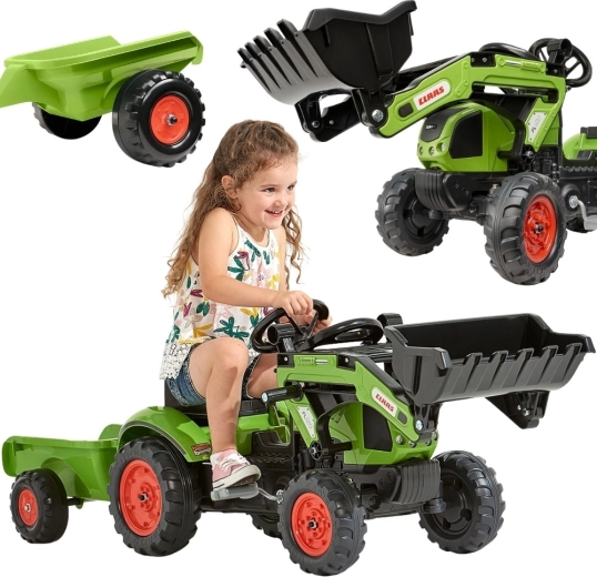 Pedálový traktor Falk Claas Arion 410 s nakladačom a prívesom pre deti 2–5 rokov