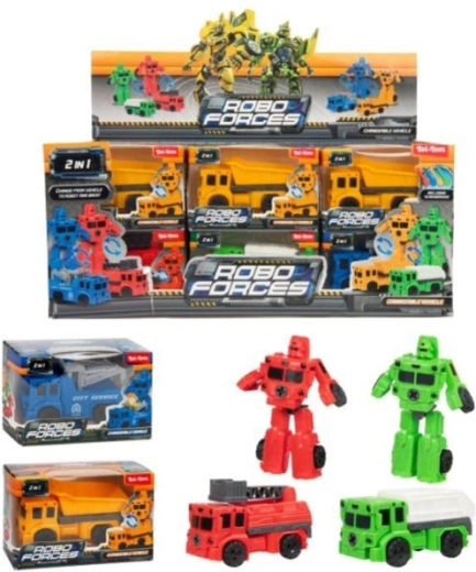 Mini transformujúce auto/robot plast 9 cm, 4 farby
