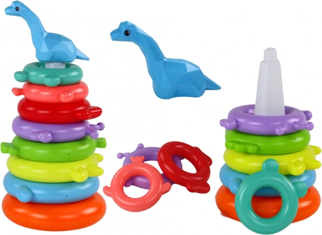 Farebná skladacia veža s 8 krúžkami – žirafa, 29 × 14 × 14 cm