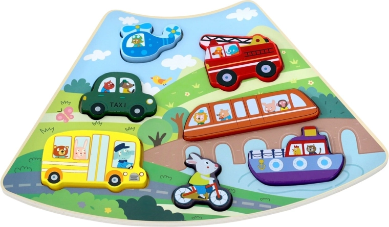 2Kids Toys drevené vkladacie puzzle dopravné prostriedky