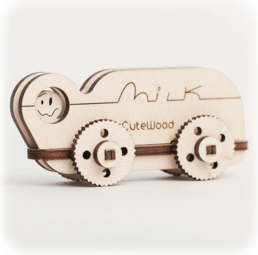 CuteWood drevené 3D puzzle kamión s mliekom