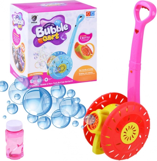 Detský tlačný vozík s bublifukom