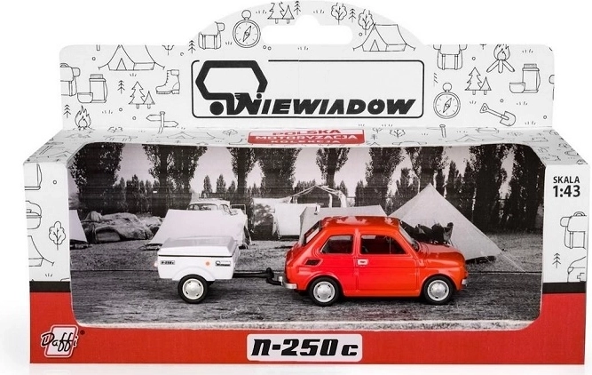 Fiat 126p s prívesom Niewiadów (krátka verzia) – červený model