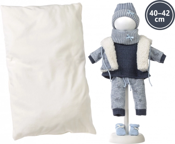Llorens oblečenie pre bábiku New Born 40–42 cm, 6‑dielna sada s obojstranným vankúšom