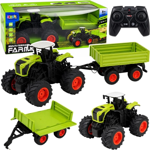 Diaľkovo ovládaný traktor s vyklápacím prívesom 1:16