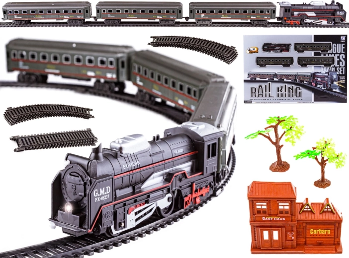Elektrická vláčikodráha Rail King – parná lokomotíva s osobnými vagónmi