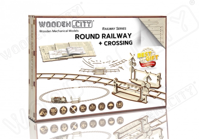 WOODEN CITY 3D puzzle kruhové koľaje s priecestím (159 dielov)