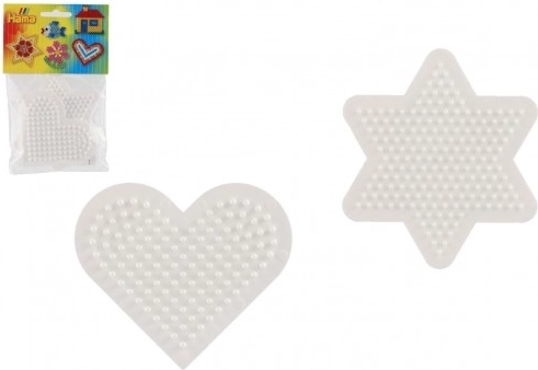 Podložky na zažehľovacie koráliky Hama MIDI – hviezda a srdce, plast, 2 ks