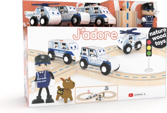 Drevená policajná vláčikodráha set 25 dielov J’adore