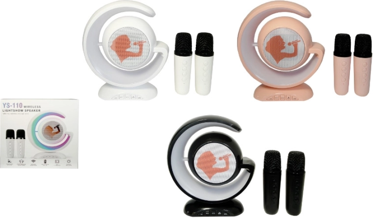 Bezdrôtová karaoke sada s polmesiacovým reproduktorom a 2 mikrofónmi