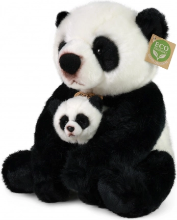 Plyšová panda s mláďaťom 27 cm eco‑friendly