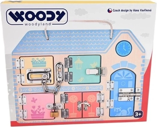 WOODYLAND Edukačná manipulačná doska so zámkami