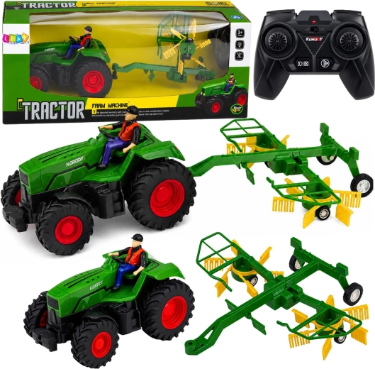 RC poľnohospodársky traktor so zhrňovačom v mierke 1:24