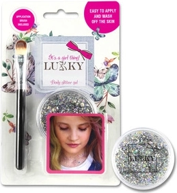 Lukky trblietavý telový gél so štetcom strieborný