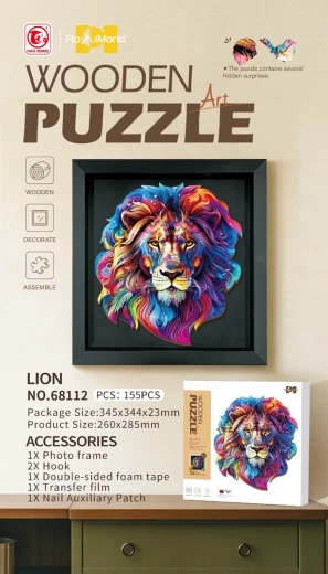 Drevené puzzle lev, 155 dielikov