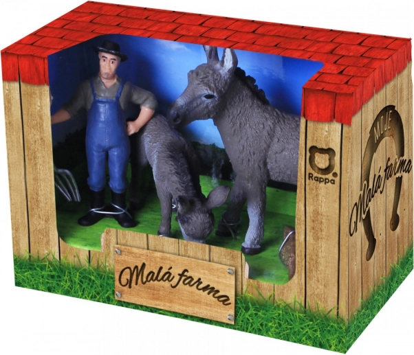 Sada oslov s farmárom – MOJA MALÁ FARMA