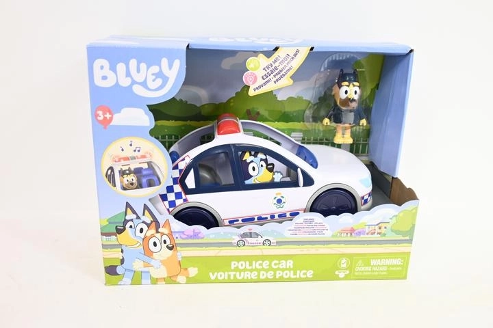 Bluey policajné auto so svetlami a zvukmi + figúrka policajta - 1 kus