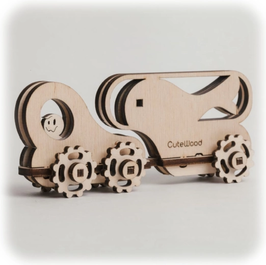 CuteWood drevené 3D puzzle Rybí voz