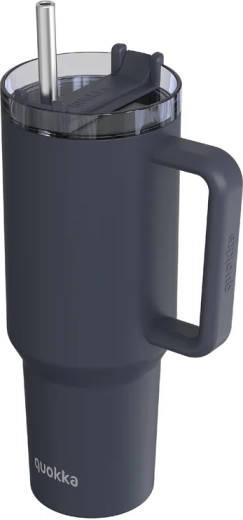 Nerezový termohrnček Quokka Stream so slamkou čierny 1,2 l
