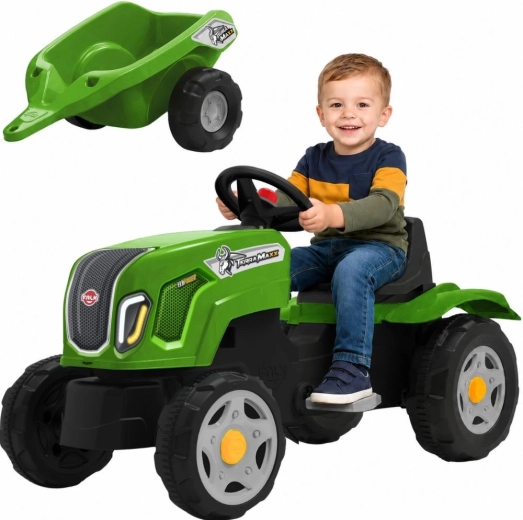 Šliapací traktor FALK Claas Terra Maxx s prívesom a otváracou kapotou