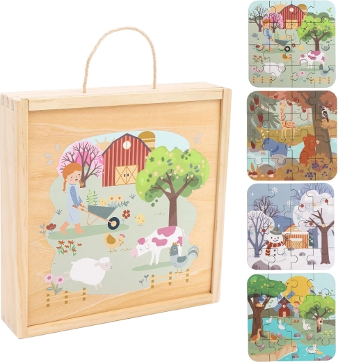Drevené puzzle v krabici štyri ročné obdobia 2Kids Toys