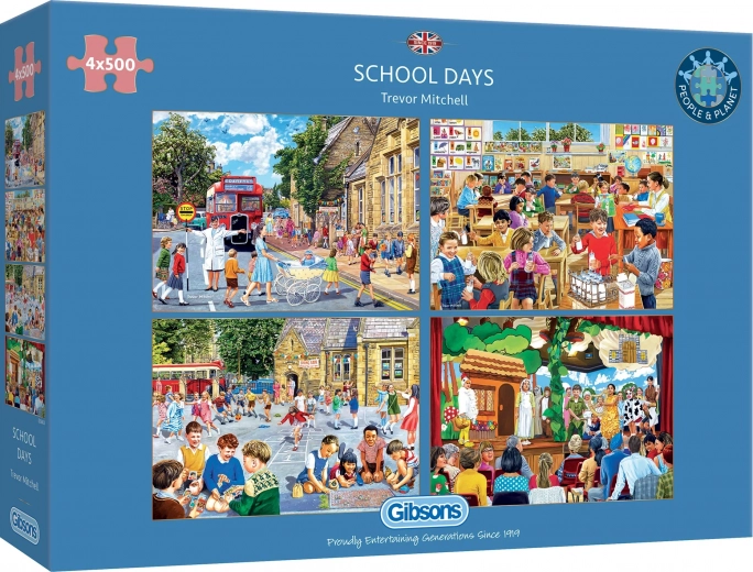 GIBSONS Puzzle Školský deň 4x500 dielikov