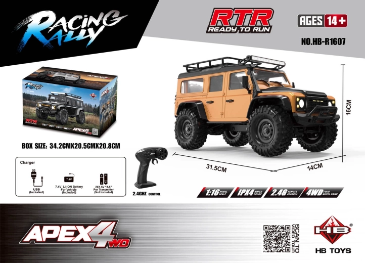 Terénne RC auto APEX 4 RTR 1:16 oranžové