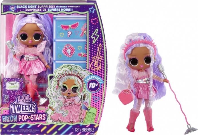 L.O.L. Surprise! Tweens Neon Pop Stars Kitty K bábika s UV prekvapením