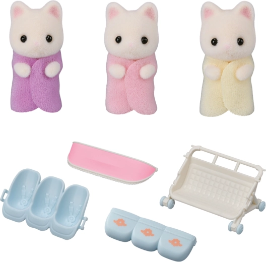 Sylvanian Families Kvetinové mačacie trojčatá s kočíkom