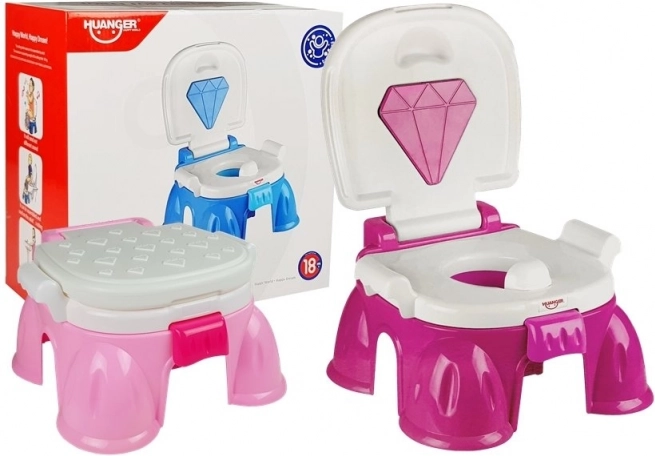 Detský nočník 3v1 ružový s diamantovým dizajnom