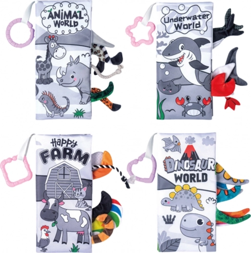 Súprava mäkkých senzorických kníh pre bábätká 4 ks