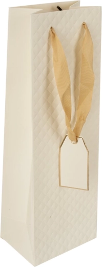 Darčeková papierová taška na víno quilt béžová 12 × 9 × 35 cm