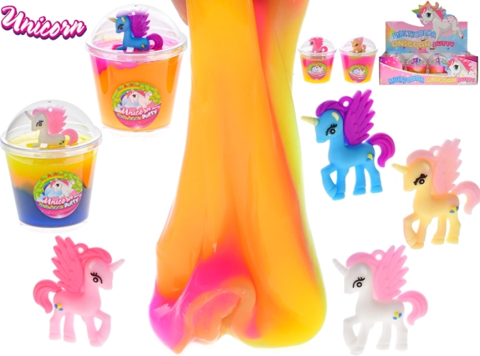 Dúhový jednorožcí sliz v kelímku