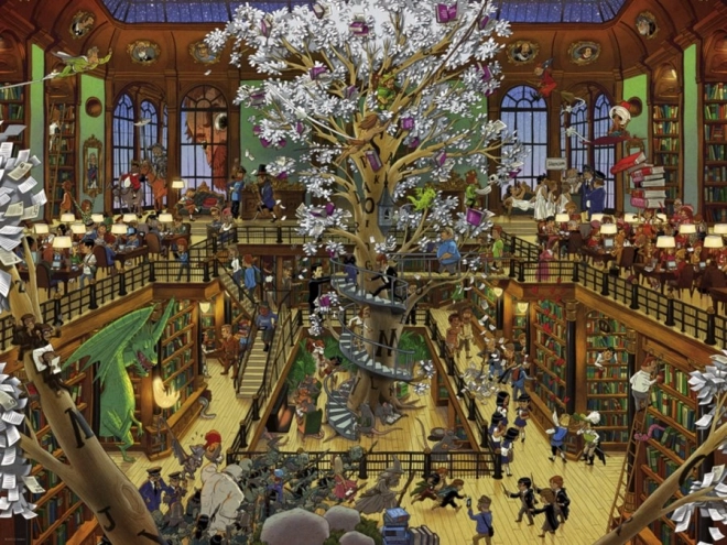 Puzzle 1500 dielikov – Knižnica, Oesterle + plagát