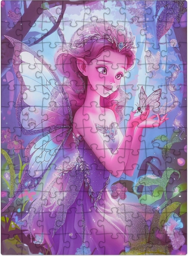 Puzzle s fialovou vílou, 100 dielikov