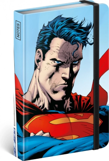 Linajkový zápisník Superman A6 world hero, 172 strán, pevná väzba a gumička