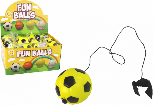 Futbalová loptička na gumičke jojo 6 cm – žltá