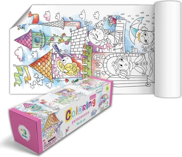 Plagát na vyfarbovanie – princezná 70 × 16 cm v darčekovej krabičke