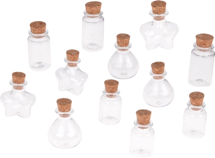 12 tvarovaných mini fľaštičiek s korkom