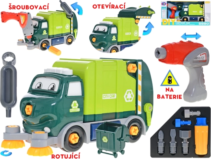 Skladací smetiarsky voz s akumulátorovou vŕtačkou 31 cm