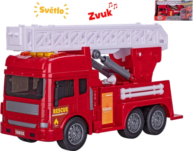 Hasičské auto s výsuvným rebríkom so svetlom a zvukom 28 cm