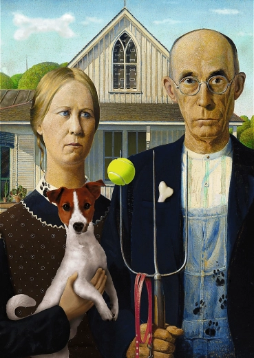 Puzzle 500 dielikov American Gothic Psia edícia