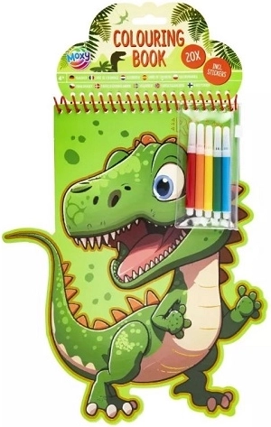 Omaľovánky s dinosaurami (20 listov) s fixkami