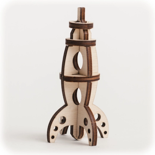Cutewood drevené 3D puzzle raketa