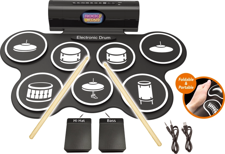 Elektronická bicia súprava s pedálmi a svetelnými efektmi