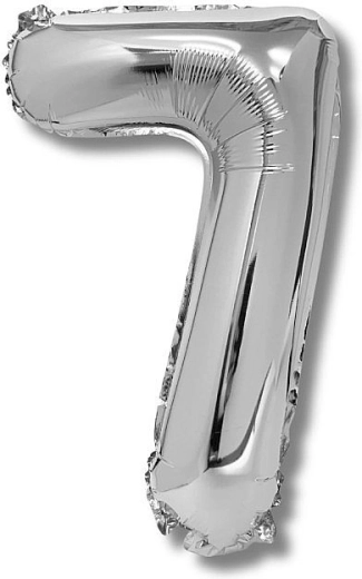 Fóliový balónik číslo 7, strieborný, 40 cm